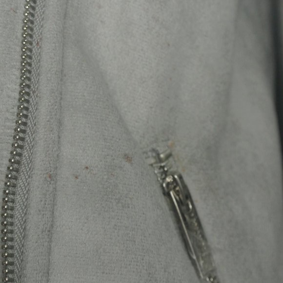 Hollister Biker Jacket Small Faux Suede Fur Grey Plush Super Soft NEW With Defec - Picture 11 of 14